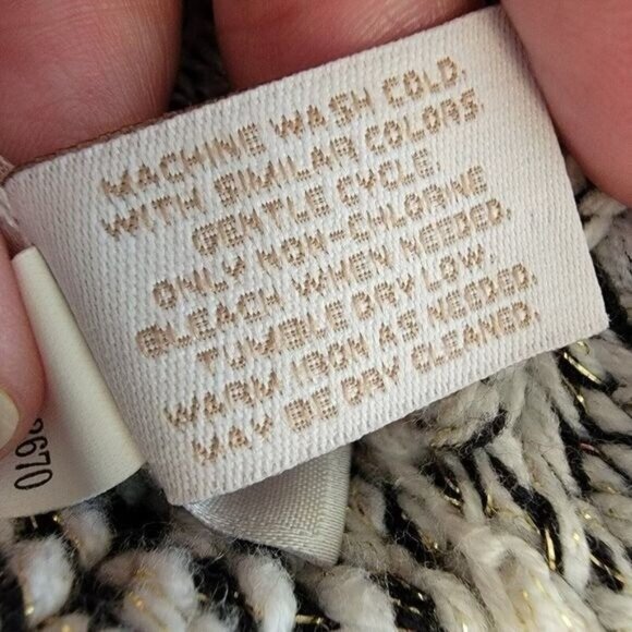 Chico’s Knit Cardigan Sweater Open Front Black Wht Metallic Sparkle Women’s XL - Picture 5 of 6